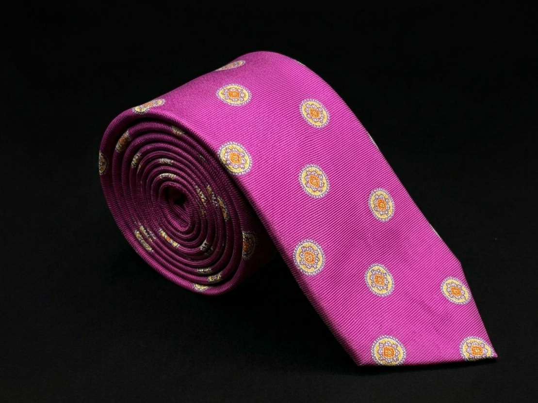 Corbata magenta real medallones